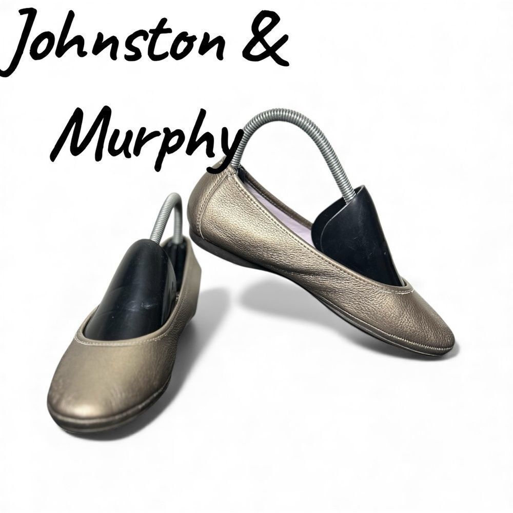 Johnston and Murphy pewter metallic colored flats size 7 1/2 M